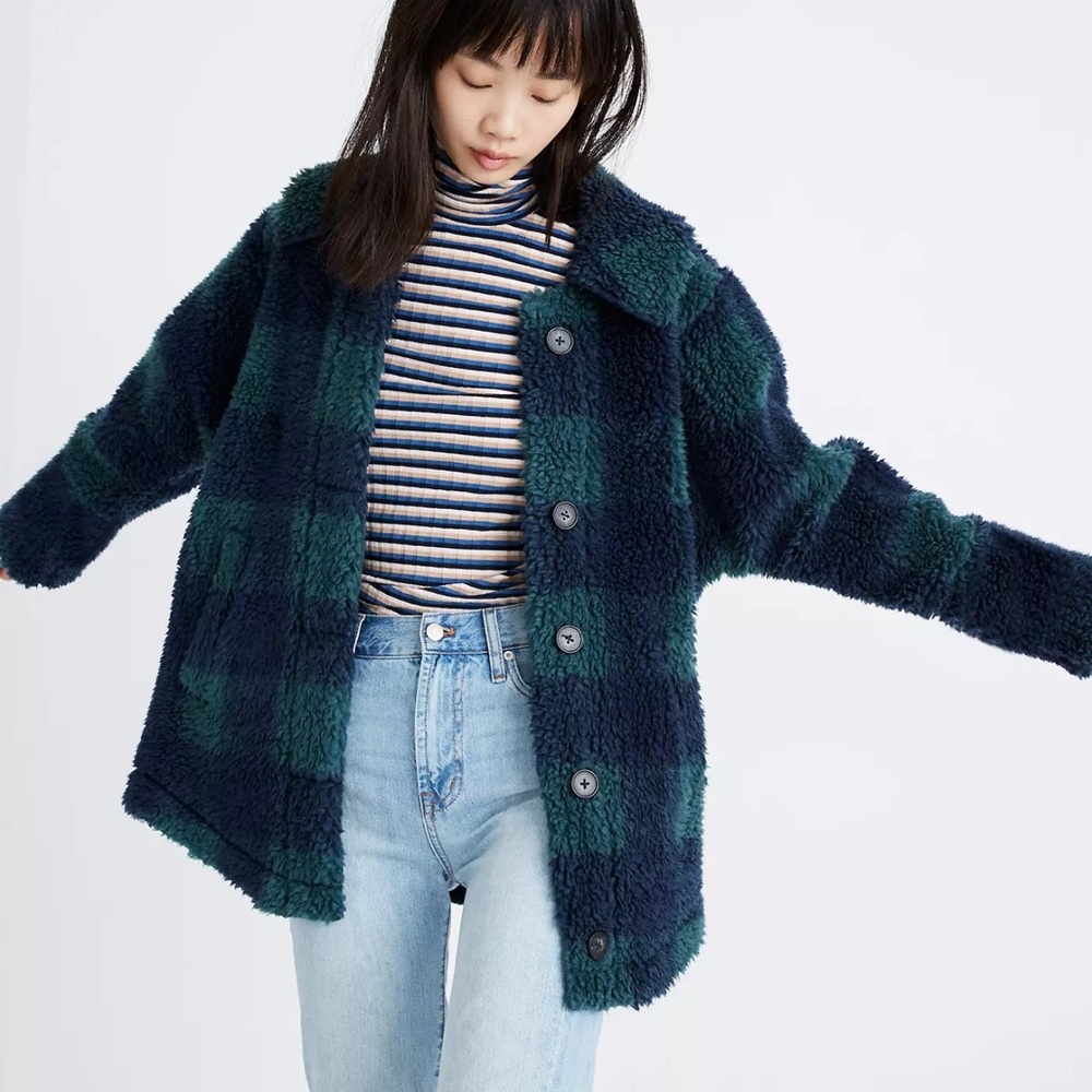 Madewell Evergreen Sherpa Jacket in Buffalo Check